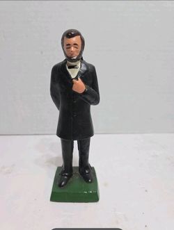 Antique Victorian Cast Iron Honest Abe Abraham Lincoln Figural Painted Door Stop