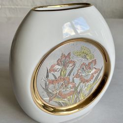 Small Vintage Japanese Art Of Chokin Butterfly Vase 
