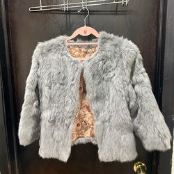 Silver Gray Faux Fur jacket