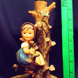 Vintage Hummel Girl On A Tree Lamp