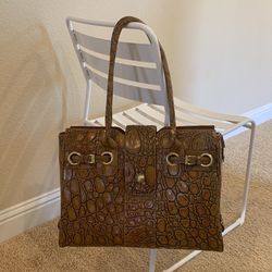 Charlie LAPSON Large Embossed Leather Laptop Bag
