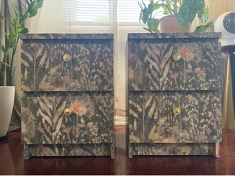 matching pair of 2 drawer nightstands