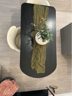 Black oval wood, modern contemporary dining table