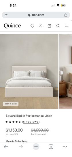 Quince Queen Linen Bed (Ivory)