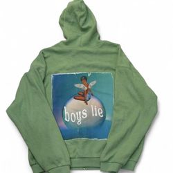 Boys Lie “Burst Your Bubble” Sage Green Waffle Textured Graphic Hoodie Zip Up Jacket