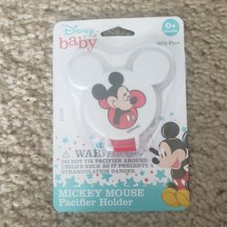 Disney Baby Mickey Mouse & Friends Pacifier Holder - New - White Mickey Mouse
