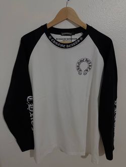 CHROME HEARTS WHITE & BLACK LONG-SLEEVE HORSESHOE T-SHIRT NEW COLLECTION