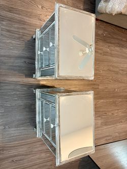 Mirrored Nightstands With drawers