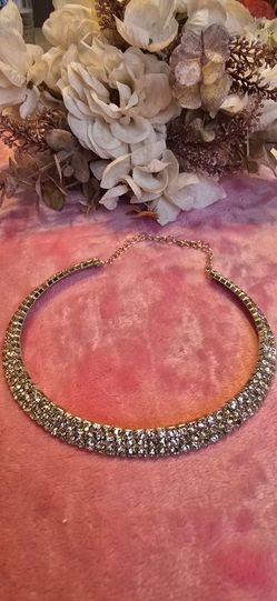 Gold-Tone Rhinestone Choker Necklace