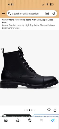 Vostey Mens Motorcycle Boots With Side Zipper