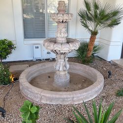 Large Three Tiered Outdoor Concrete Fountain