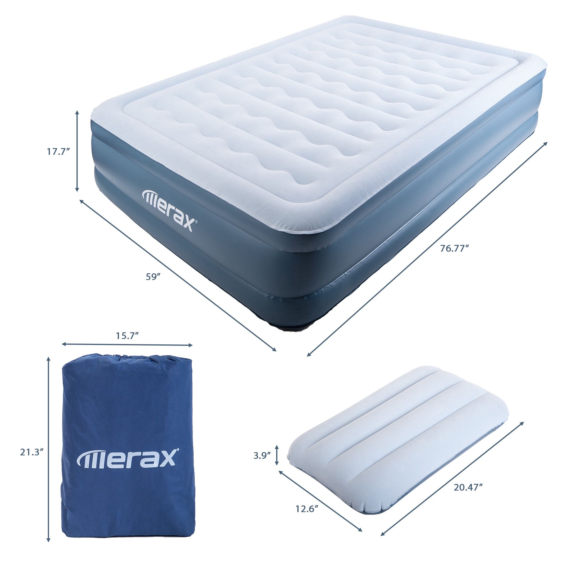 Air Mattress Raised Elevated Double High Airbed, Inflatable Airbed with Internal Electric Pump & Pillow, Bed Height 18", (Queen Size.)