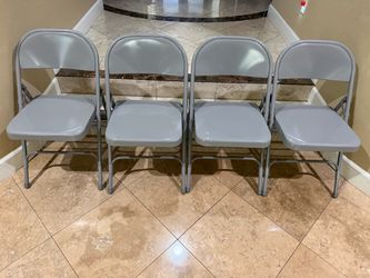 4 Gray Heavy Duty Metal Chairs