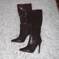 Knee High Chocolate Brown Leather Boots