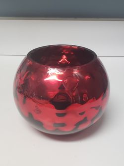 4.75" Glossy Red Glass Ball Vase