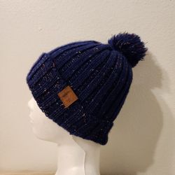 Womens Winter Knitted Beanie Hat Warm Fleece Lined with Pompom Cap 