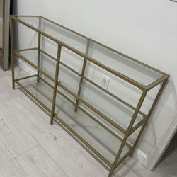 Glass Console Table With Gold Accents