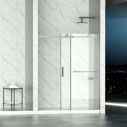 56-60" W × 72" H Frameless Sliding Shower Door,Waterproof Glass Shower Door With Upper Soft Closing System, 5/16" (8mm) Tempered Glass,Double Side Eas
