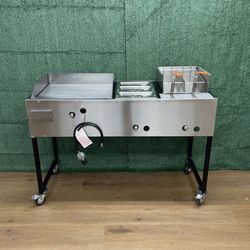24" Griddle With 3 Warming Trays And Deep Fryer | Includes Hose With Regulator And 2 Baskets
