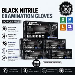 8 Mil Black Nitrile Industrial Gloves – Diamond Textured Powder-Free | IF88