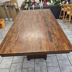 Solid Acacia wood counter height pedestal table