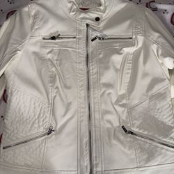 Guess White Leather Jacket (Large)