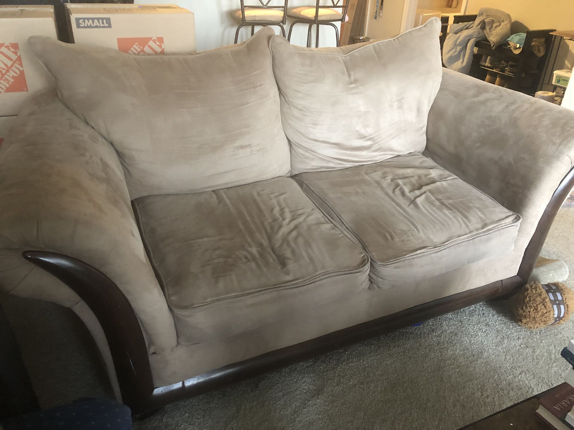 Tan loveseat couch