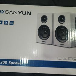 Sanyun SW208 Bluetooth Bookshelf Speakers - 60W 3" Pair - White