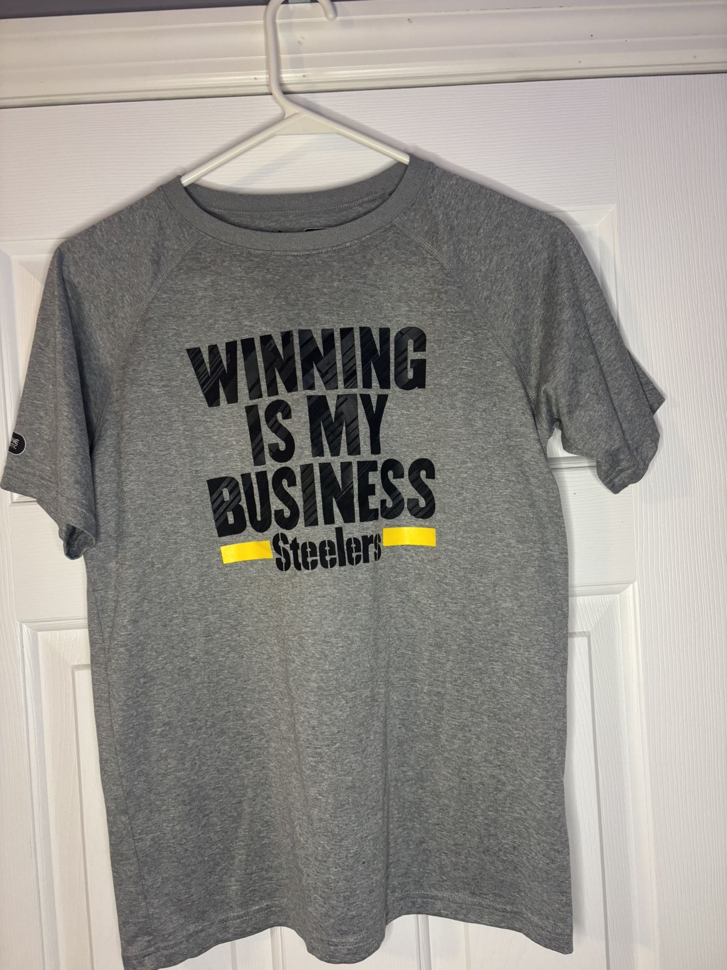 Steelers “Winning Is My Business” Combine Authentic Under Armour Gray T-Shirt Youth Large