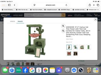 AIWIKIDE 37.4" Cactus Cat Tree Tower with Twin Cat Condos for Indoor Cats, All-i