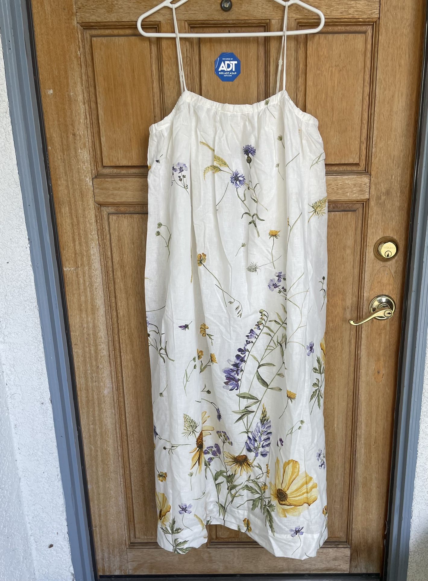 H&M Boho Maxi Floral LINEN BLEND SunDRESS A Meadow of Wildflowers L NWT