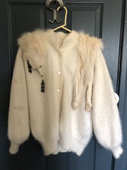 Vintage angora cardigan size M
