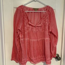 Vintage America Pink Peasant Blouse