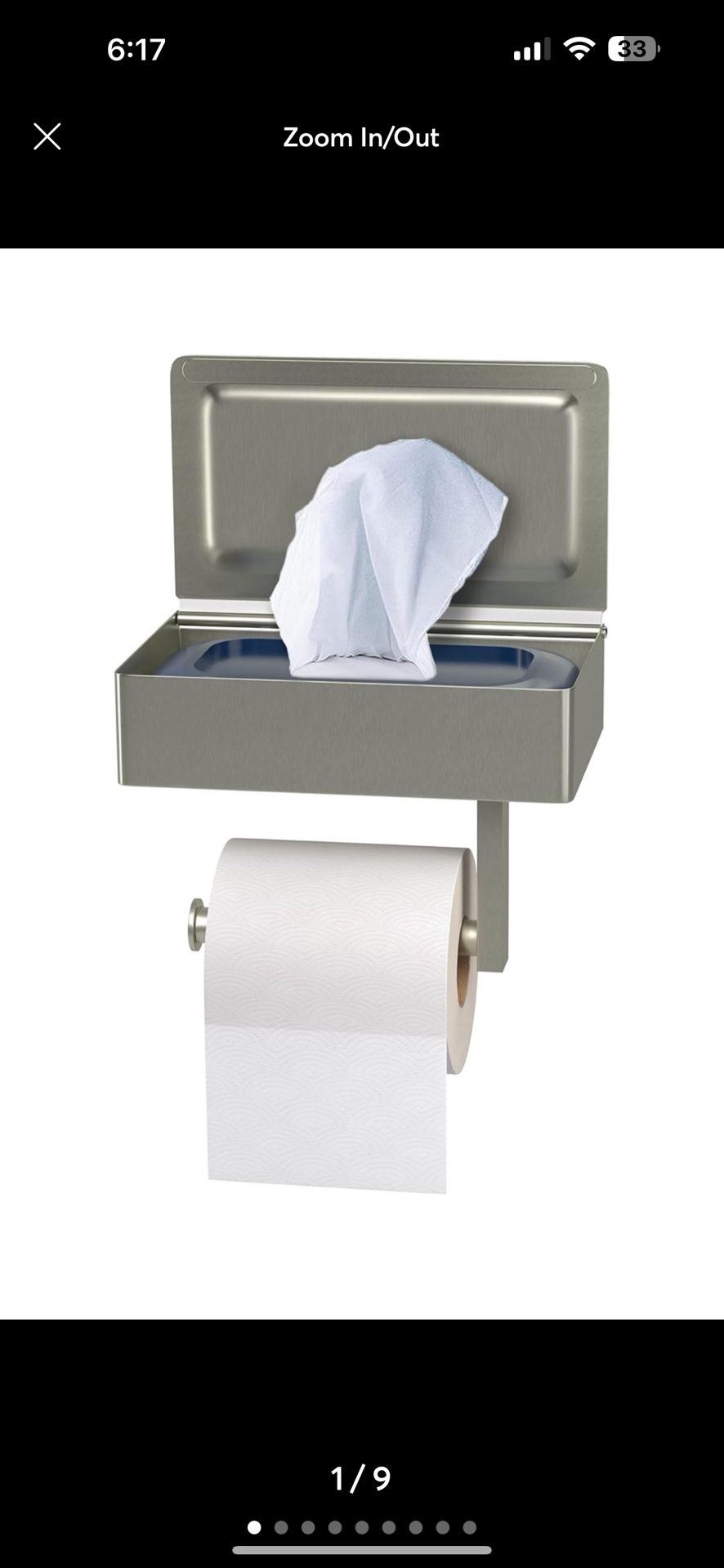 Brushed Nickel Toilet Paper Holder with Shelf and Storage