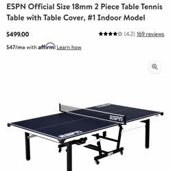 Official ESPN Ping Pong Table 