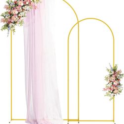 Fomcet Metal Arch Backdrop Stand Set of 2 Gold Wedding Arch Stand 7.2FT & 6FT Arched Backdrop Frame for Birthday Party Baby Shower Graduation Ceremony