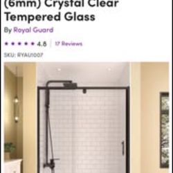 Semi-Frameless Glass Shower Door (Fits Various Widths (Brand New)