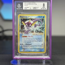 Vaporeon Gold Star BGS 8 (GREAT PSA 9 CANDIDATE)
