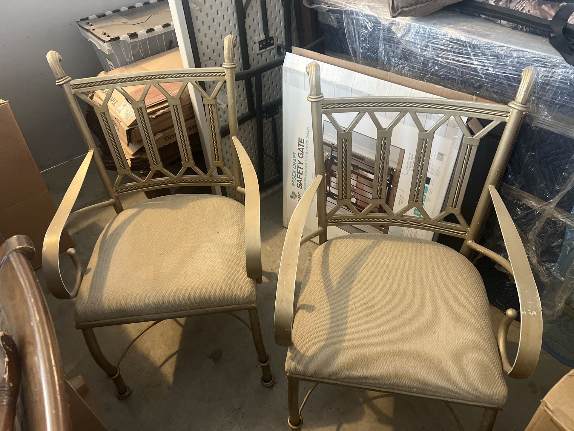 Two Gold Dinning Chairs 