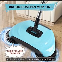 3-in-1 Walk-Behind Floor Cleaner & Vacuum Combo - Multi-Surface Sweeper/Mop for Hardwood, Tile & Laminate Floors, No-Bend Charging & Ergonomic Stainle
