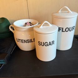 Ceramic Kitchen Canister Set – Utensils, Sugar, Flour