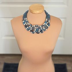 Big! Blue! Beautiful! Bling Statement Necklace!