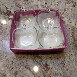 Vintage Set Of 4 Glass Apple Dishes