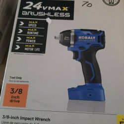 NEW KOBALT Brushless Amp 24 Volt Max  Variable Speed Brushless 3/8 in.  Drive Cordless Impact Wrench 