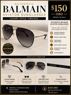 Authentic Balmain Aviator Sunglasses