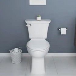 American Standard Rumson 2-Piece 1.28 GPF Single Flush Elongated Toilet in White Seat is Included