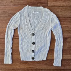 Vintage Women's Old Navy Cable Knit Cream Cardigan Sweater Size Medium