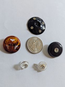 vintage collectible plastic buttons with rughstones