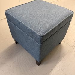 ADECOTRADING Square muted Blue Storage Ottoman