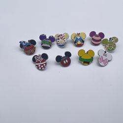 10 Disney Mickey Character Icon Mystery pin Cheshire Cat Disney Pin Bundle   Sorcerer Mickey Cheshire Cat Minnie Mouse Pluto Marie Buzz Lightyear Wood